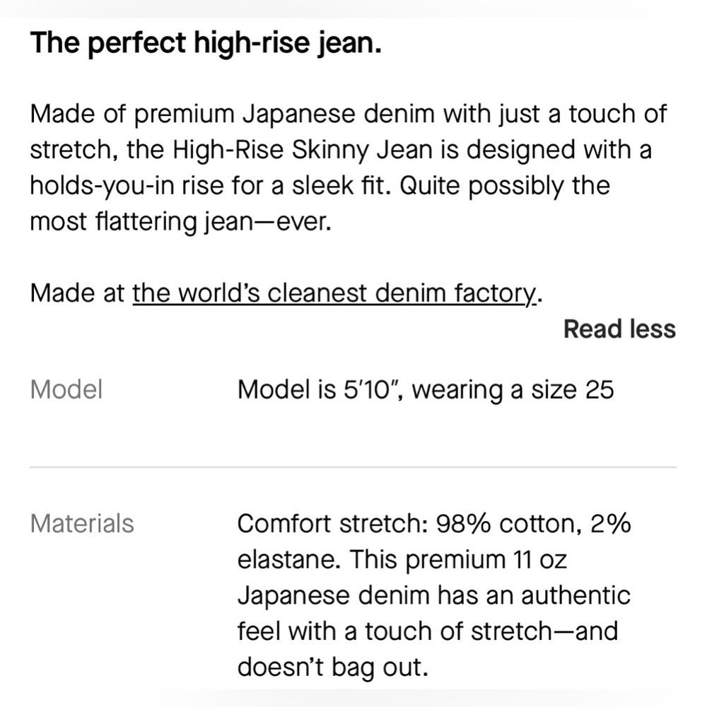 Everlane The Perfect High Rise Ankle Skinny Denim Jeans Women’s 28 - Picture 12 of 13